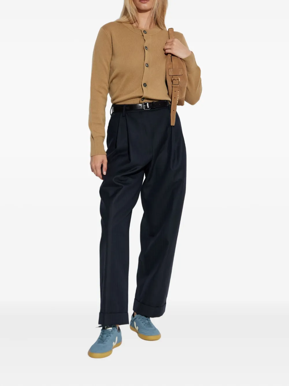 Ami Alexandre Mattiussi Heart-logo Button Wool Cardigan In Brown