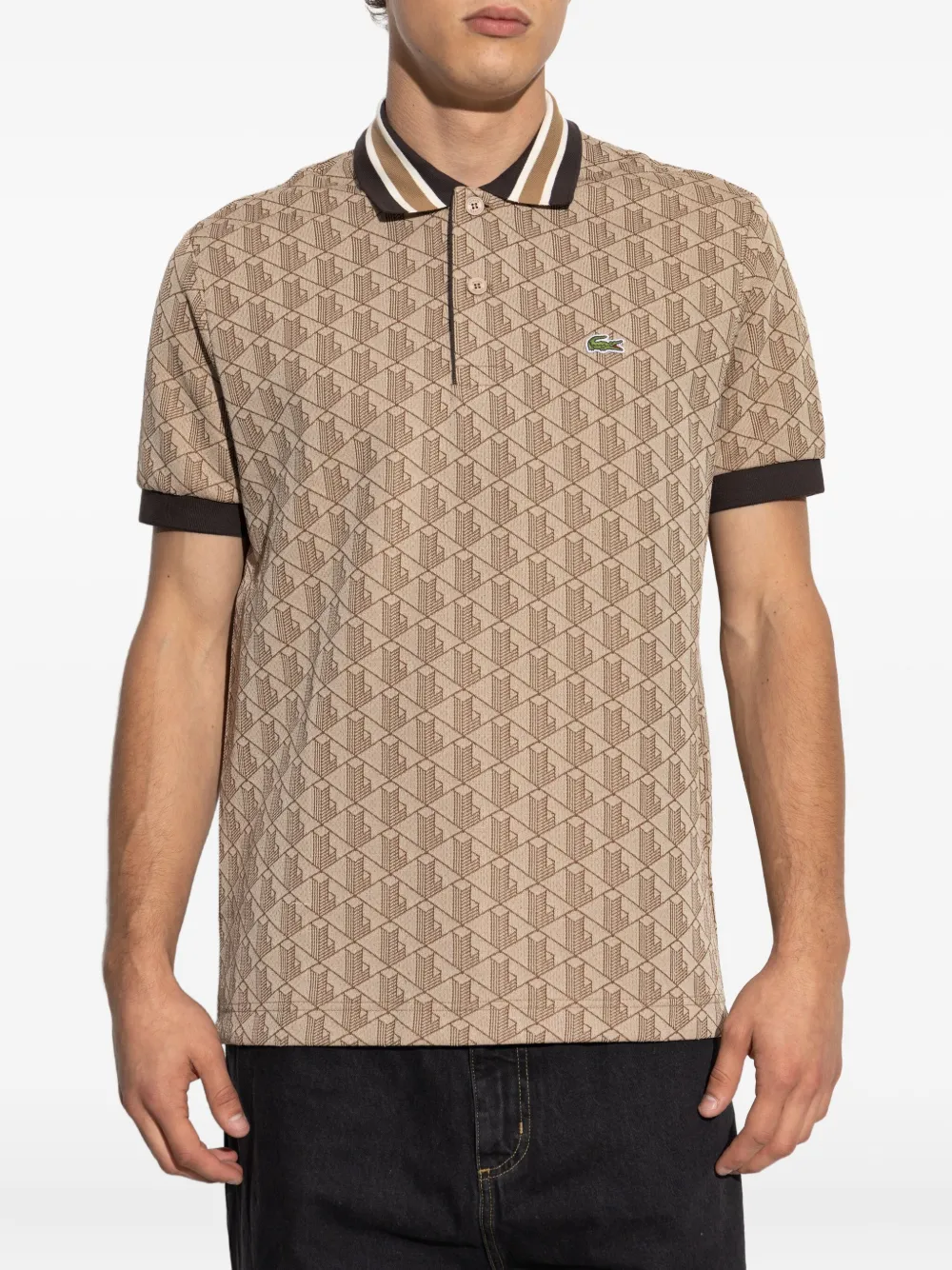 Lacoste Poloshirt met geometrische print Bruin