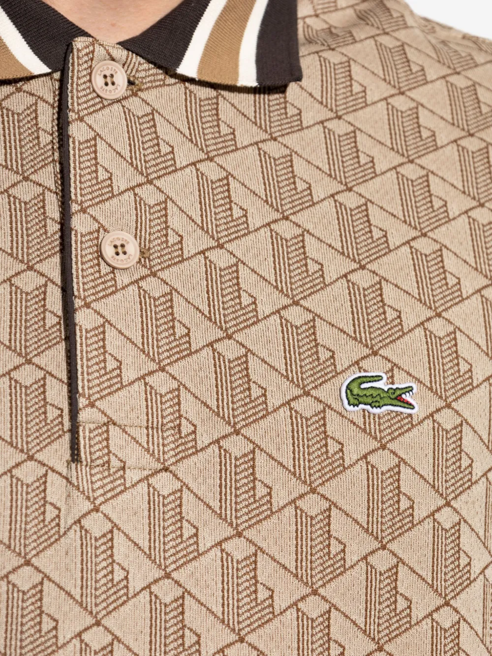 Lacoste Poloshirt met geometrische print Bruin