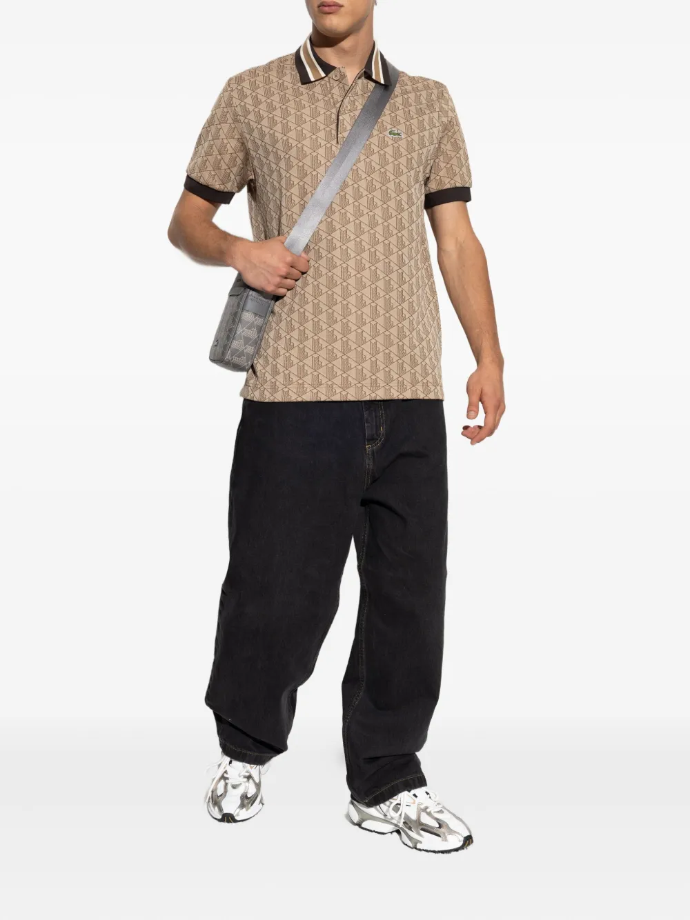 Lacoste geometric-pattern polo shirt - Bruin