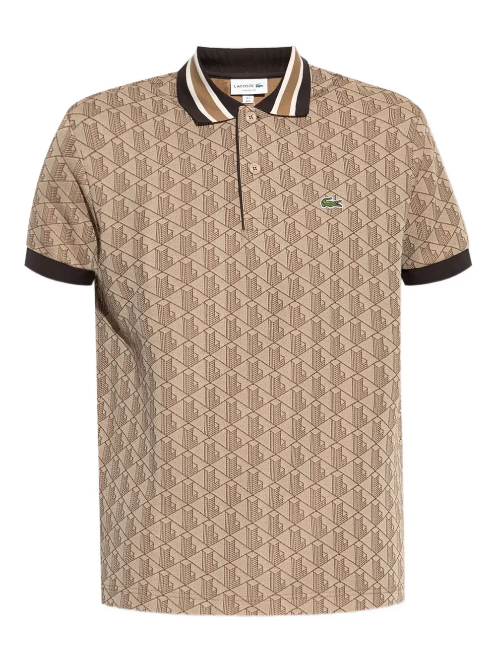Lacoste geometric-pattern polo shirt | Brown | Image 1