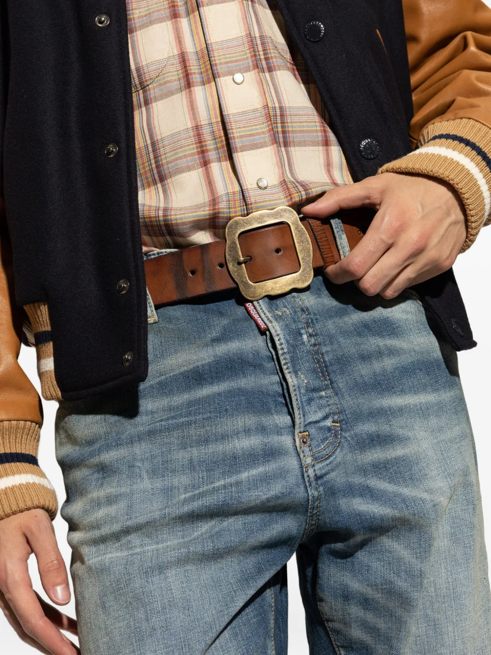 Dsquared2 Leather Square-buckle Belt In Brown