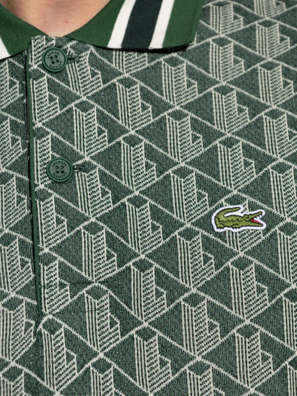 Lacoste Geometric-pattern Polo Shirt In Green