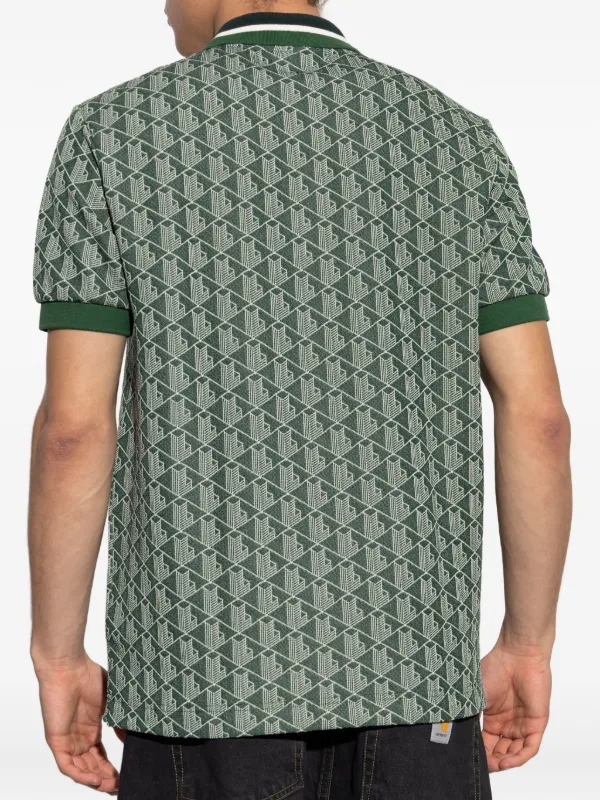 Lacoste monogram-jacquard Polo Shirt | Green | FARFETCH CA