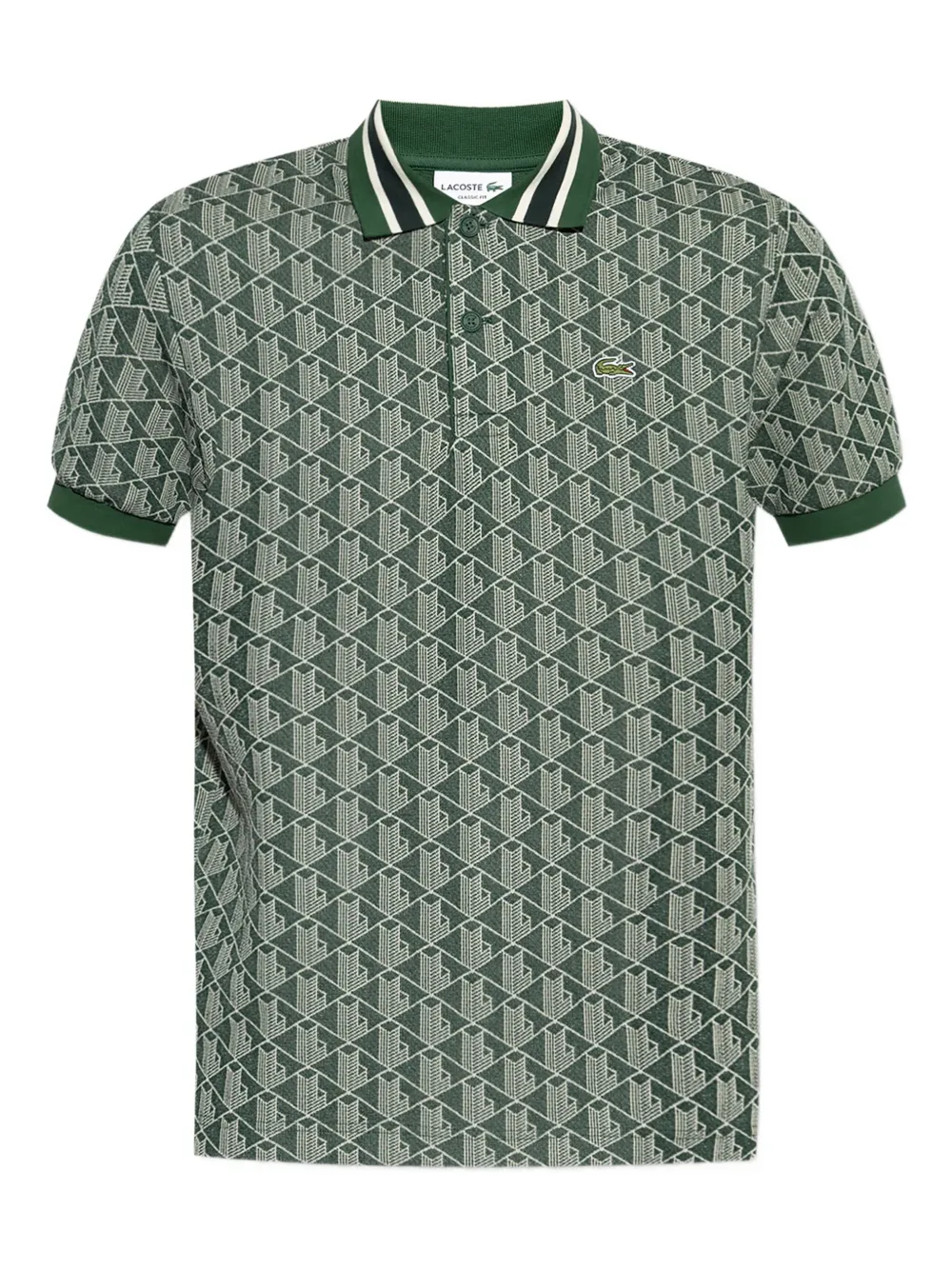 Lacoste Geometric-pattern Polo Shirt In Green