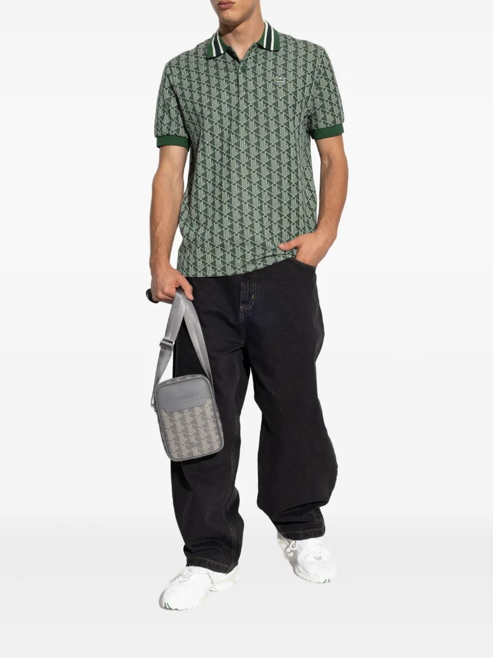 Lacoste Poloshirt met geometrische print - Groen