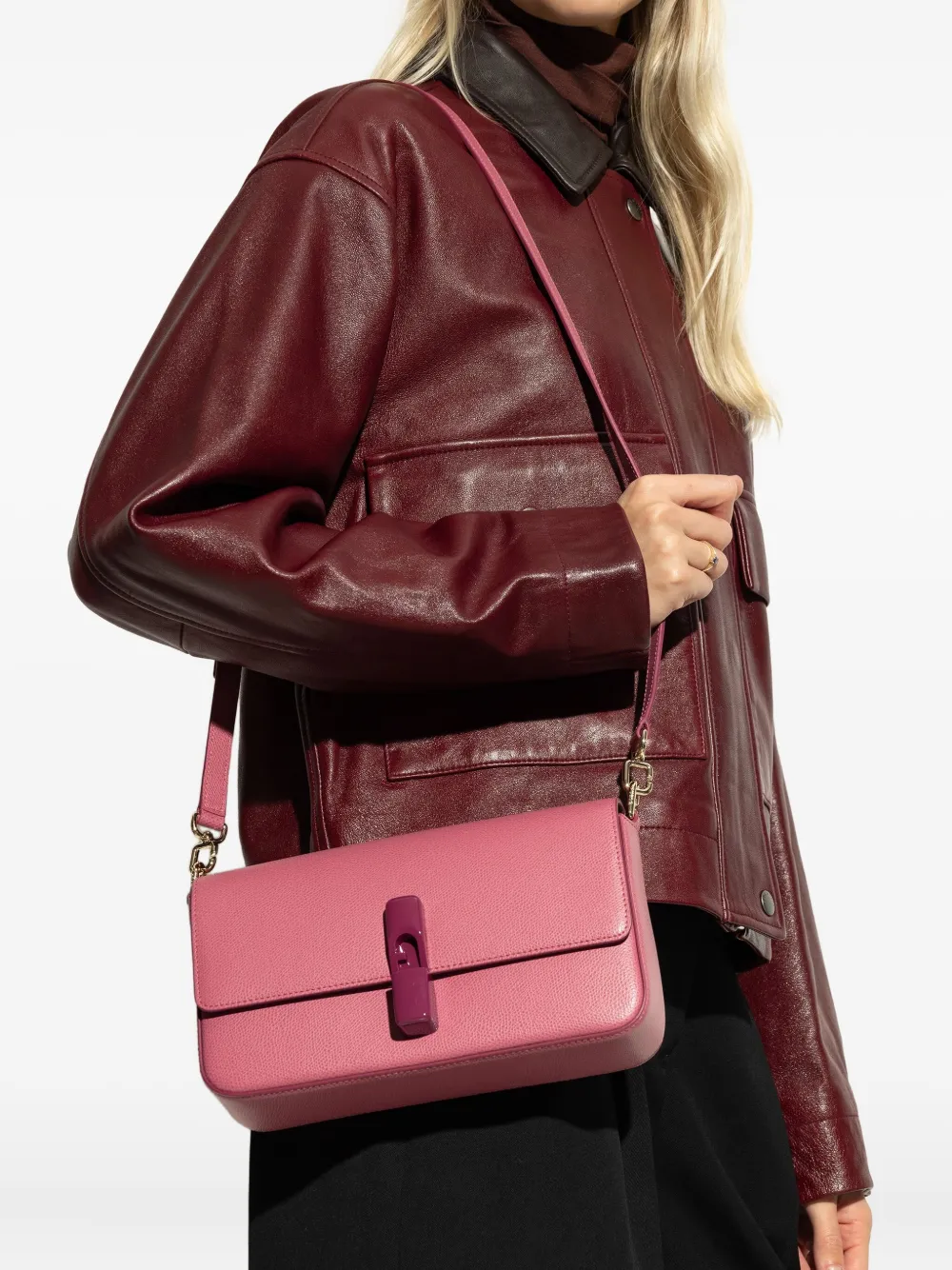 Furla leather flap-closure shoulder bag - Roze