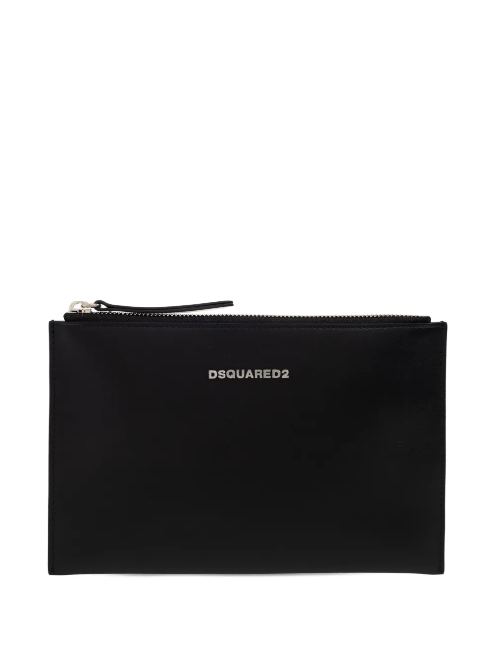 Dsquared2 Logo-plaque Zip Clutch Bag In Black