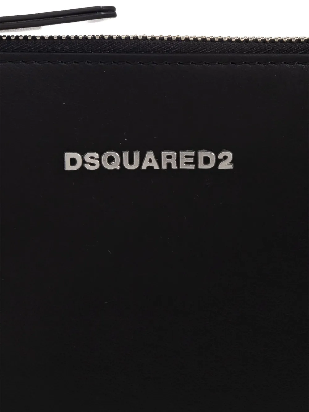Dsquared2 Logo-plaque Zip Clutch Bag In Black