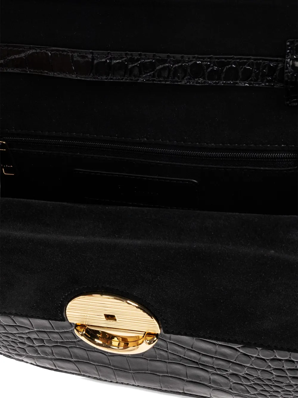 Furla Small Sfera Crocodile-embossed Shoulder Bag In Black