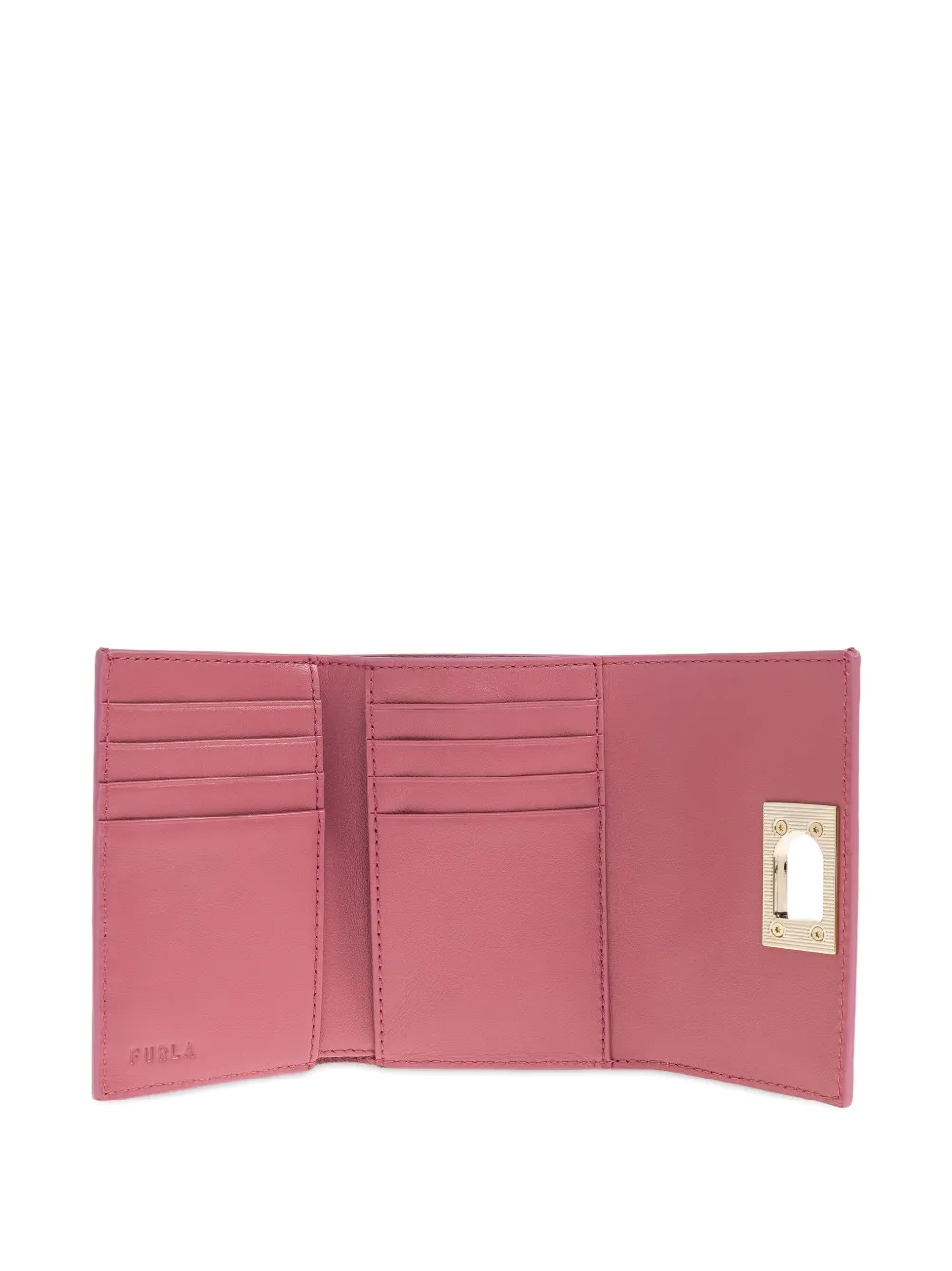 Furla Leather Lock-detail Wallet In Pink
