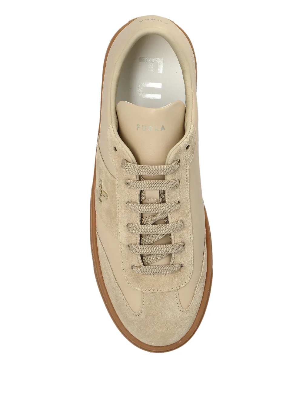 Furla Enjoy leather suede sneakers Neutrals