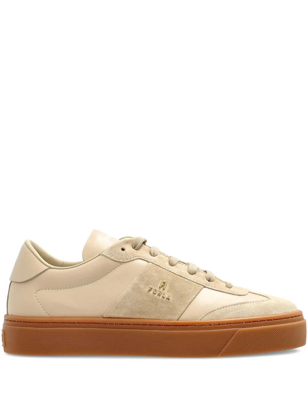 Furla Enjoy leather suede sneakers Neutrals