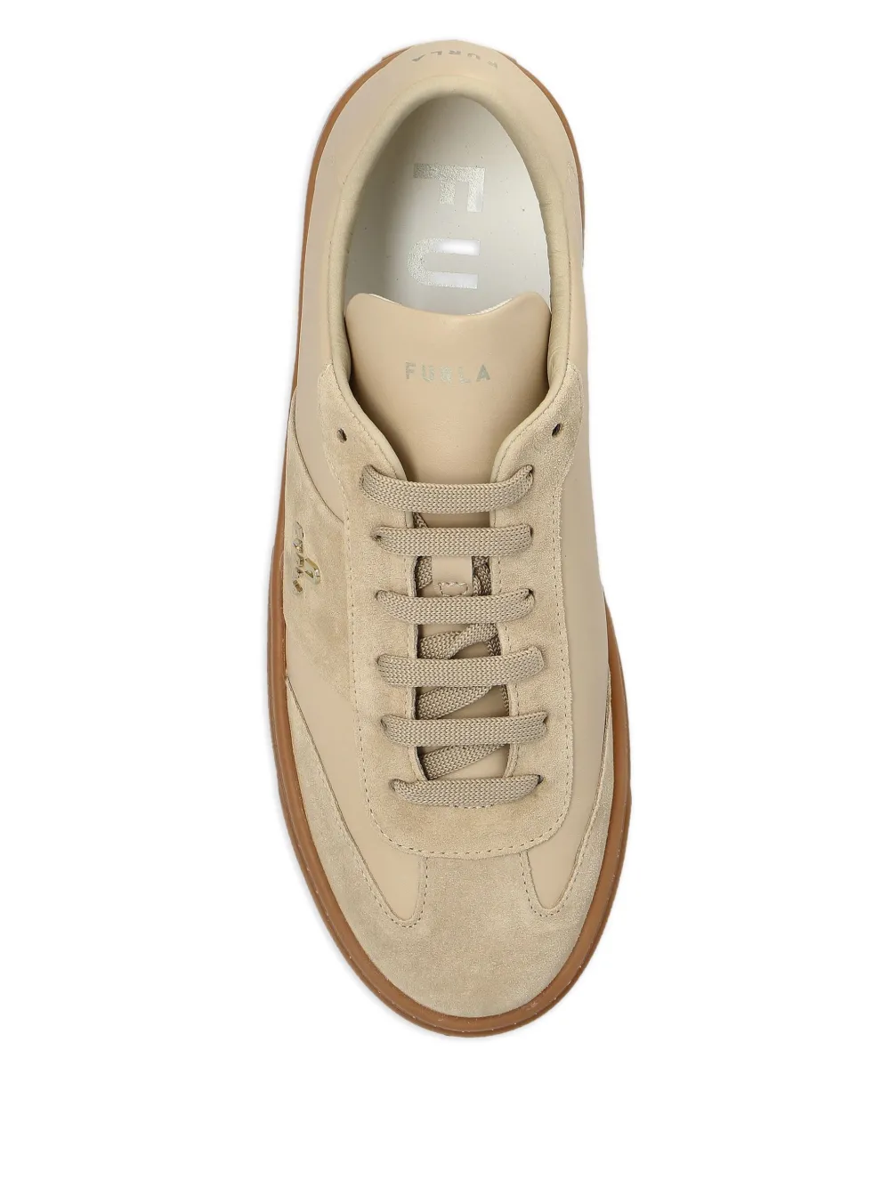 Furla Enjoy leather suede sneakers Neutrals