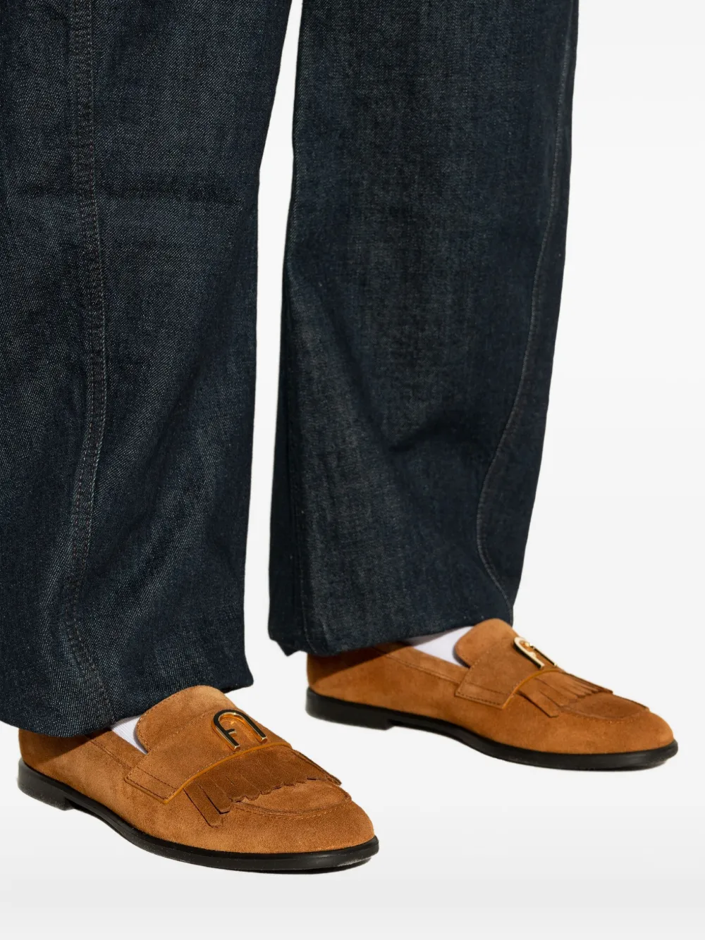 Furla Chic fringe-detail loafers Bruin