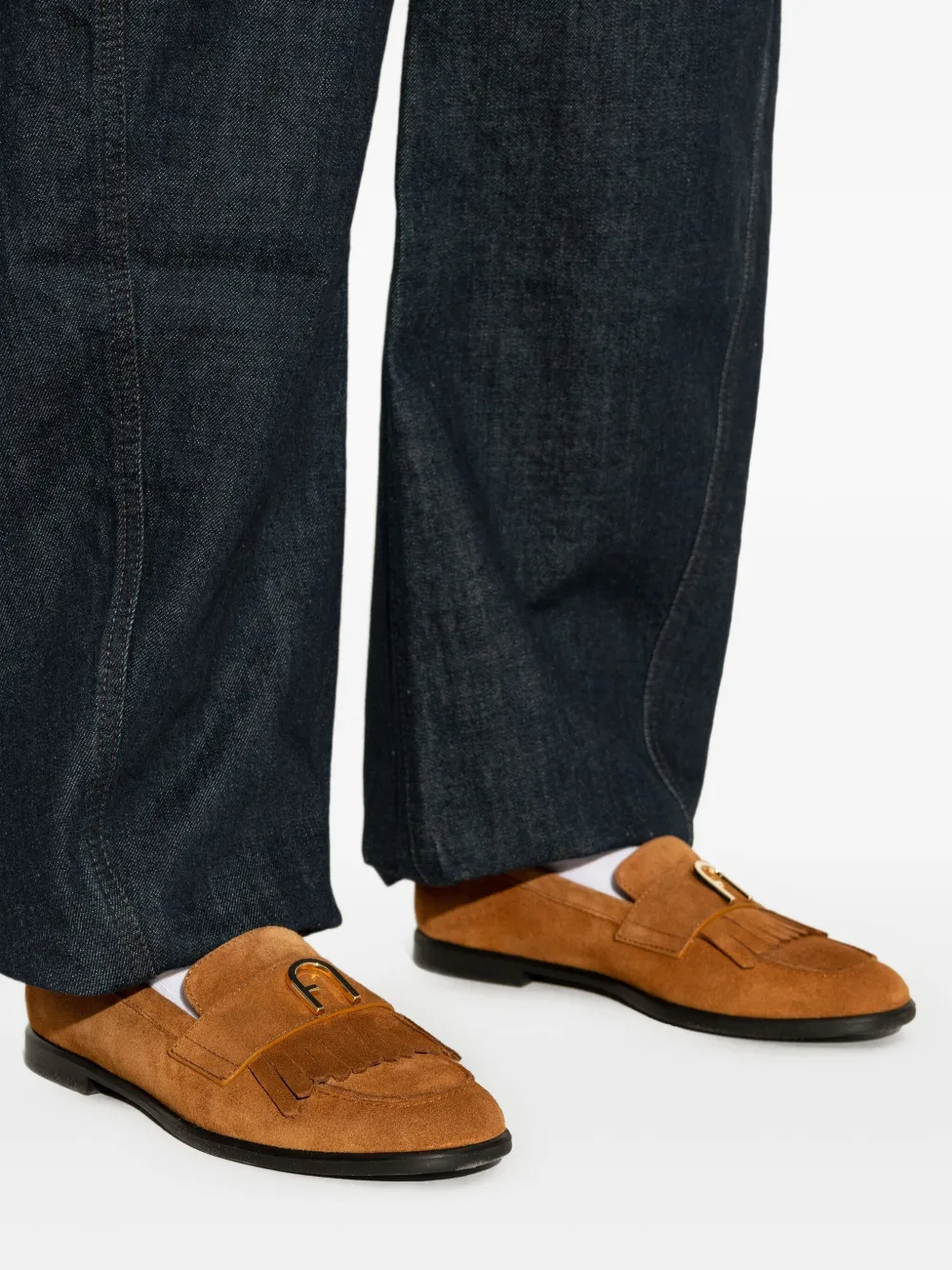 Furla Chic fringe-detail loafers Brown