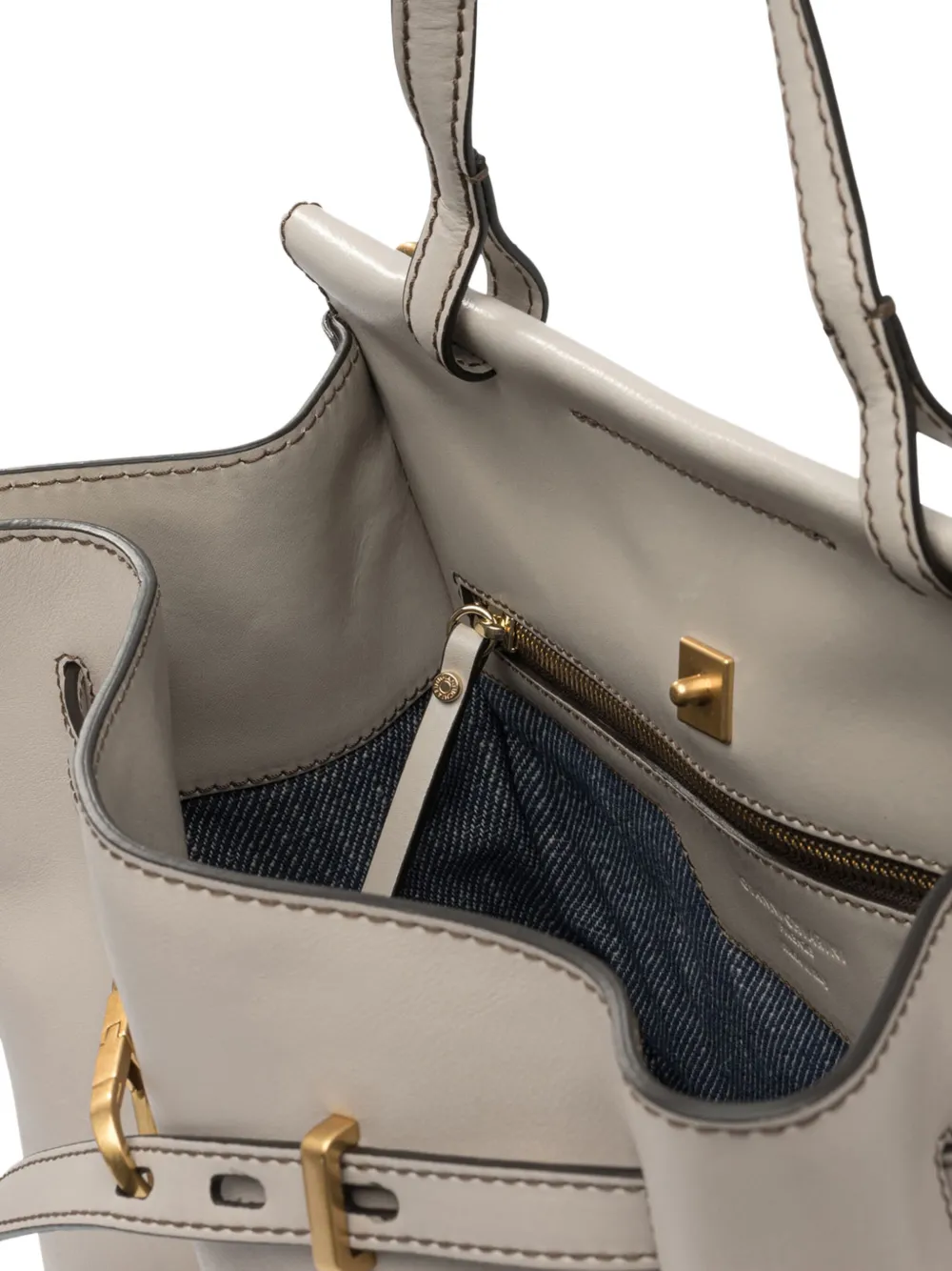 GIANNI CHIARINI buckle-detail leather tote bag Beige