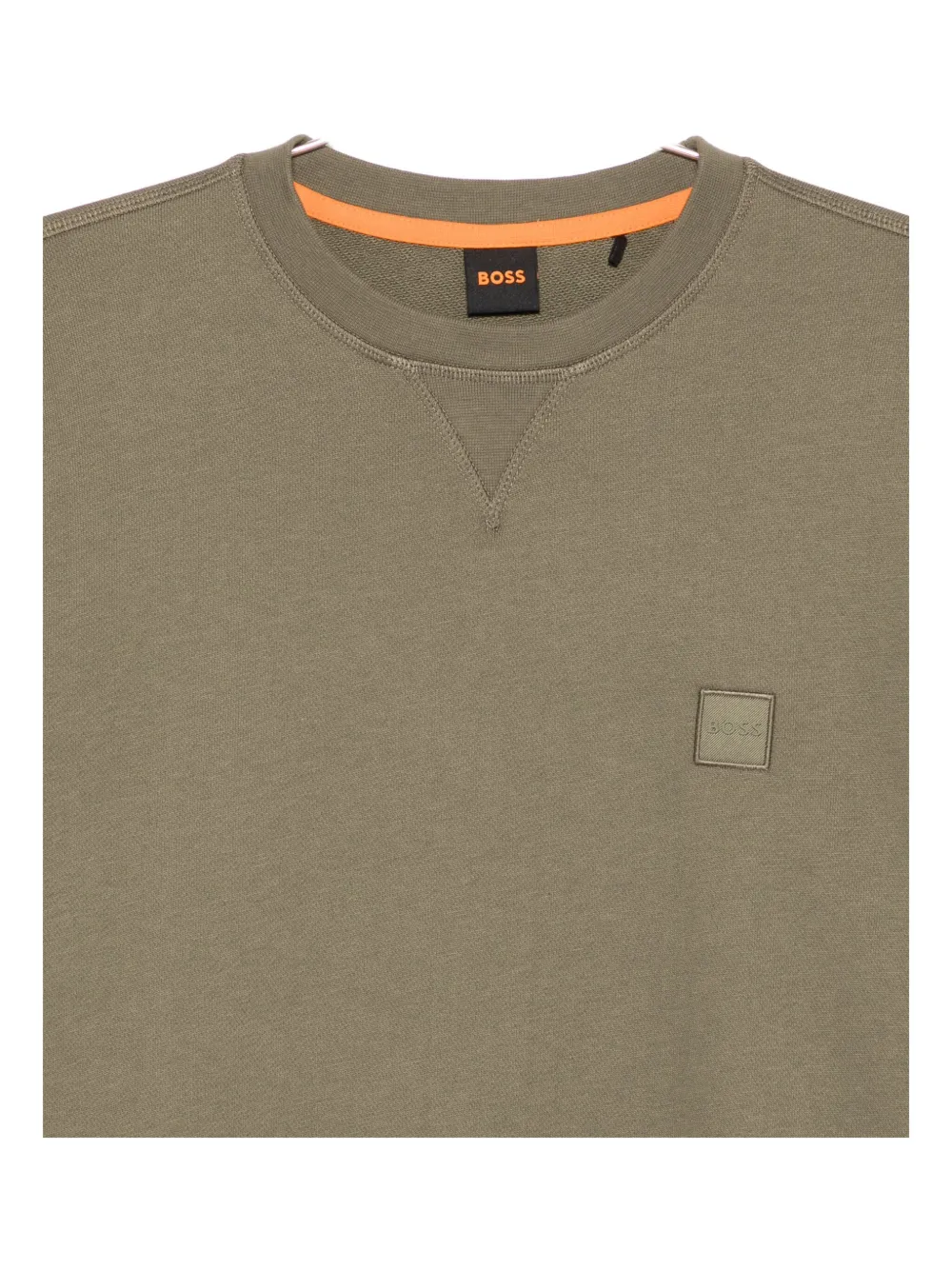 Hugo Boss Logo-patch Crew-neck Sweater In Green