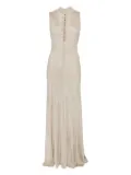 Self-Portrait turtleneck button-front maxi evening dress - Neutrals