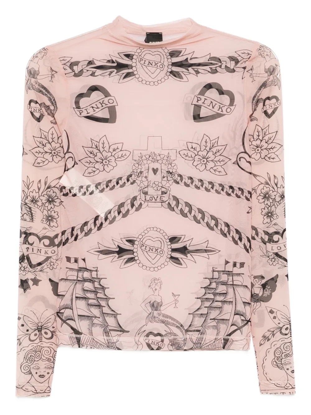PINKO graphic-print mesh top | Neutrals | Image 1