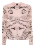 PINKO graphic-print mesh top - Neutrals