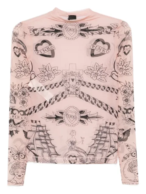 PINKO top de malla con estampado gráfico