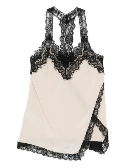 PINKO lace-trim silk top