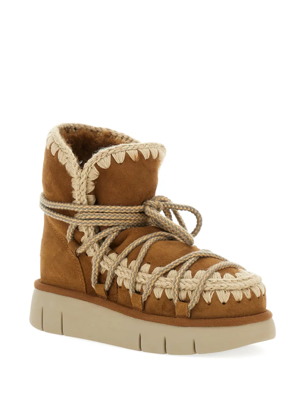 Mou crochet-detail boots Brown