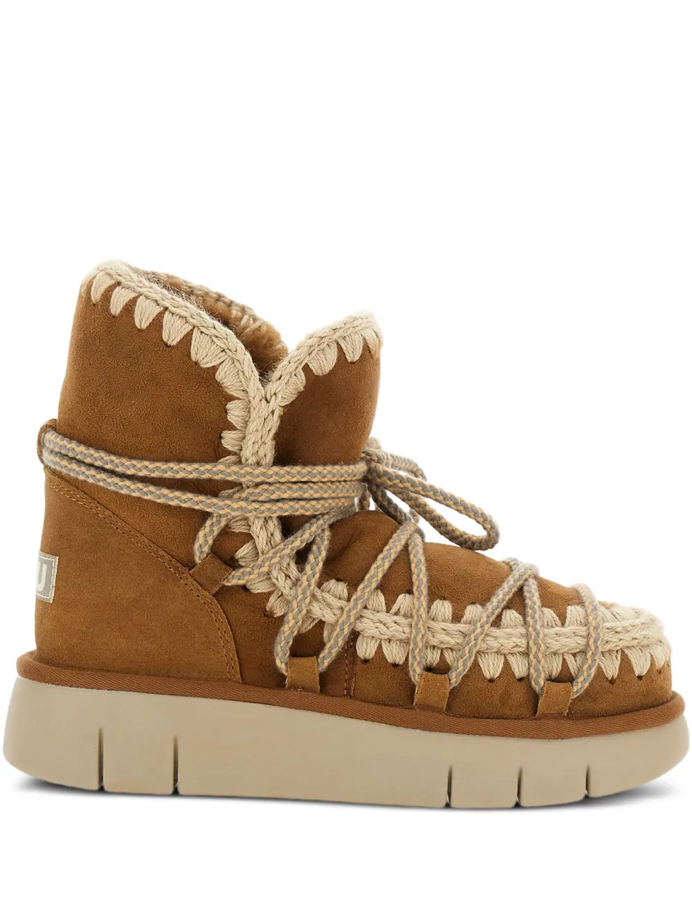 Mou crochet-detail boots Brown