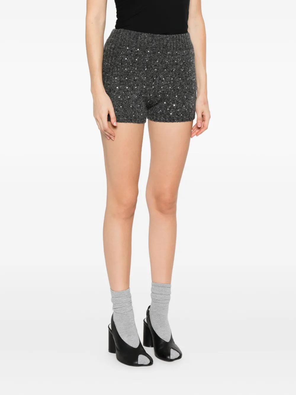 PINKO Verfraaide gebreide shorts Grijs