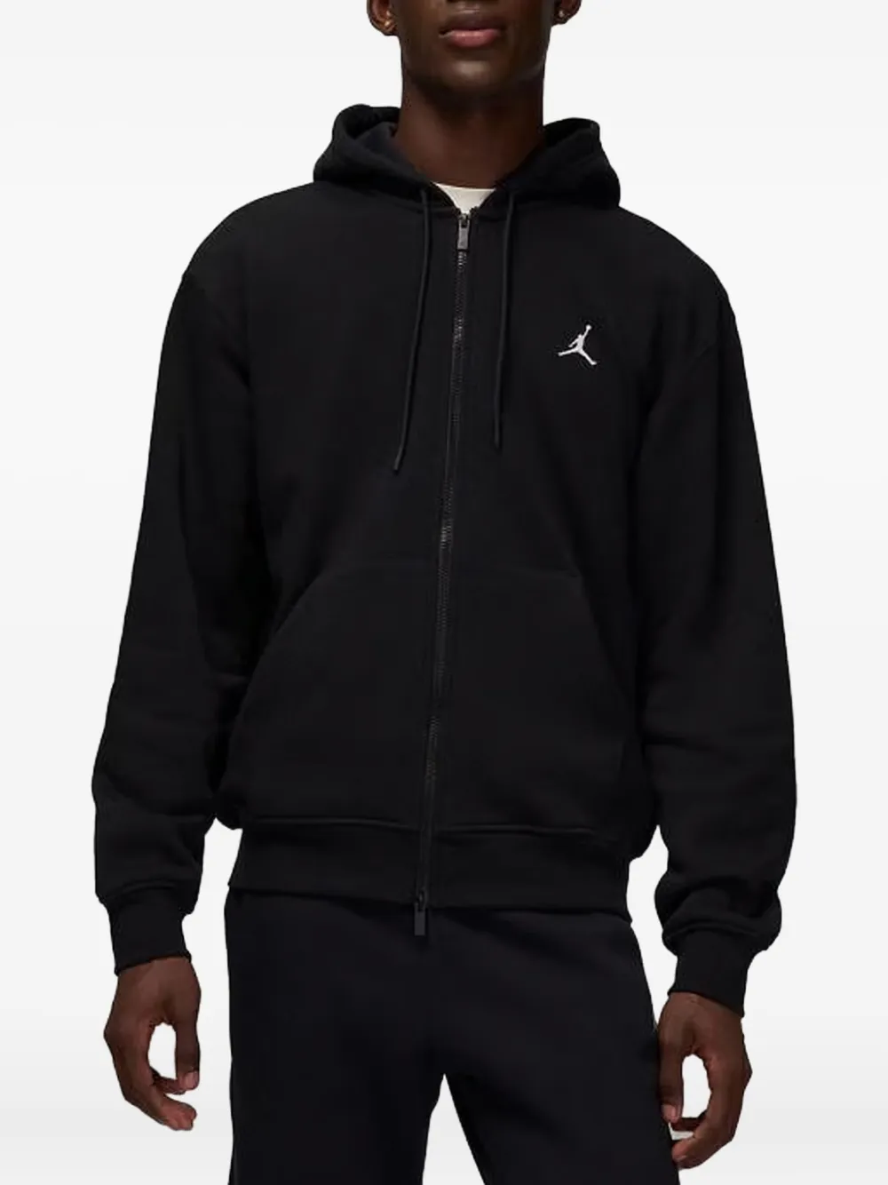 Nike Jordan Brooklyn Zip-up Logo Hoodie In Black
