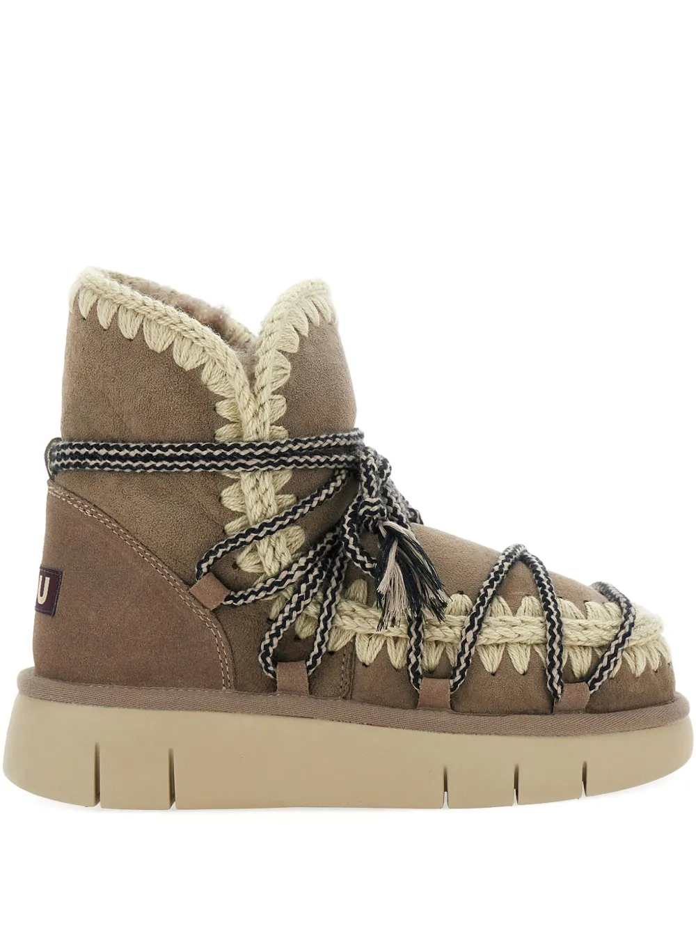 Mou 40mm crochet-detail lace-up boots Brown