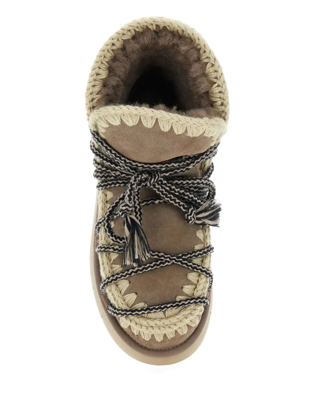 Mou 40mm crochet-detail lace-up boots Brown