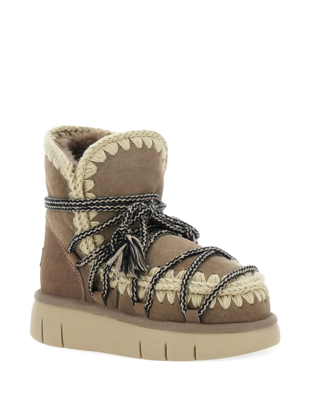 Mou 40mm crochet-detail lace-up boots Brown