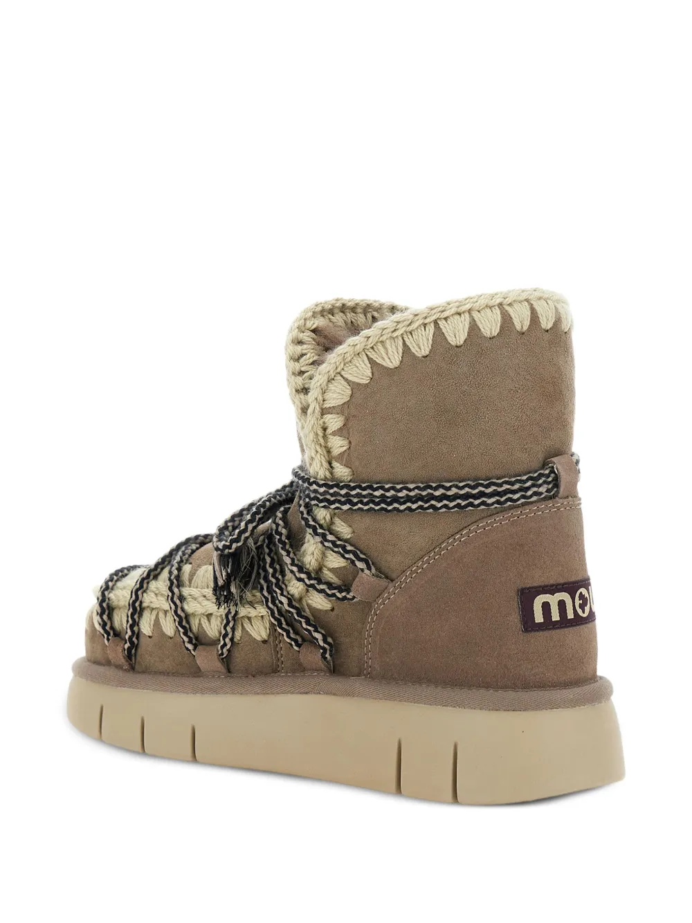 Mou 40 mm veterlaarzen met gehaakt detail Bruin