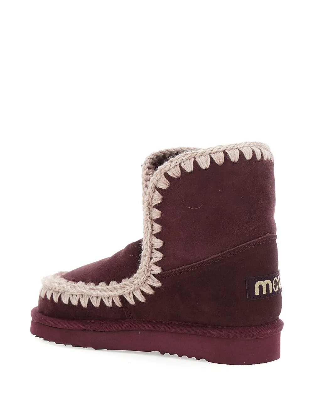 Mou crochet-trimmed suede boots Red