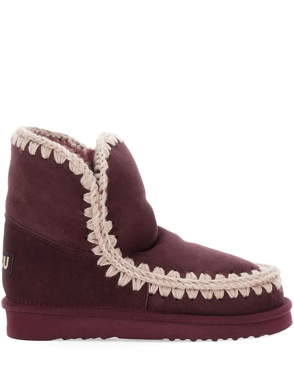 Mou crochet-trimmed suede boots Red