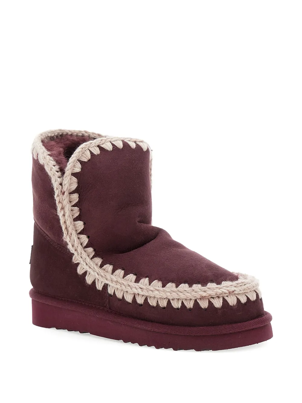 Mou crochet-trimmed suede boots Red