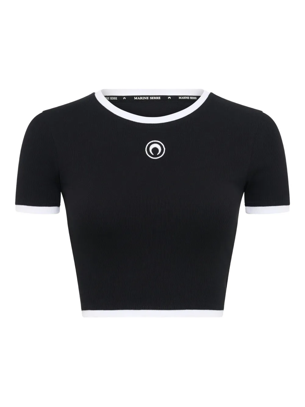 Marine Serre Geribbeld T-shirt met moon-logo Zwart