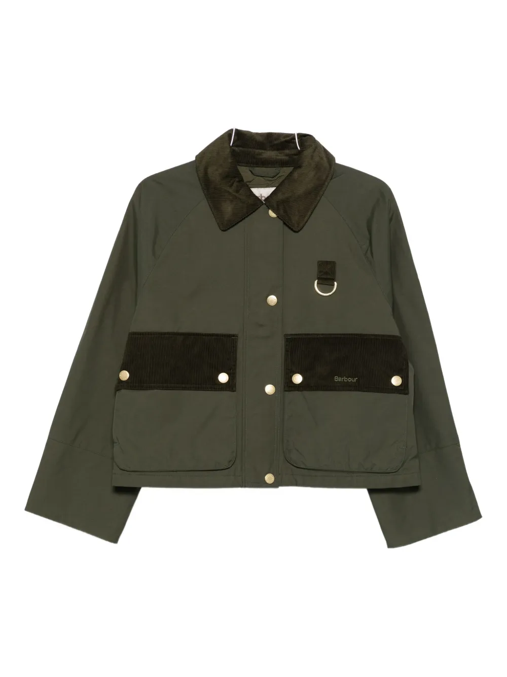Barbour Corduroy-collar Button Jacket In Green