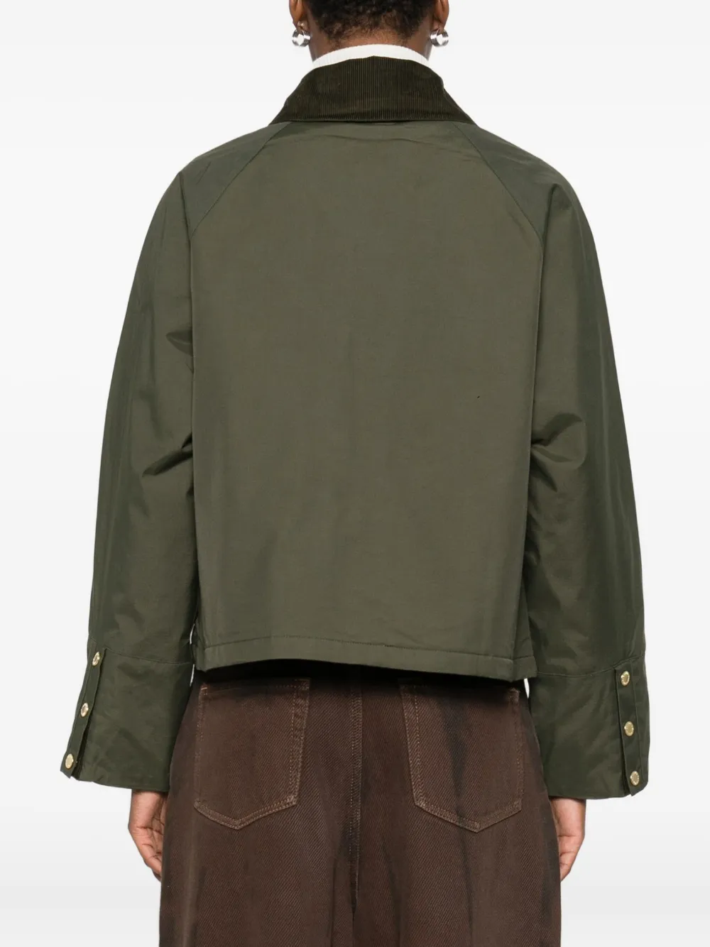 Barbour Corduroy-collar Button Jacket In Green