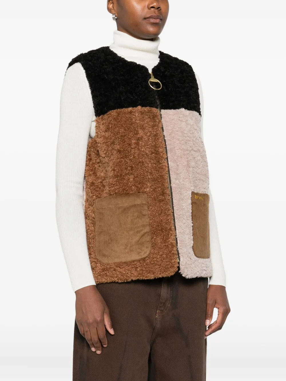 Barbour Patchwork Teddy Gilet In Multi