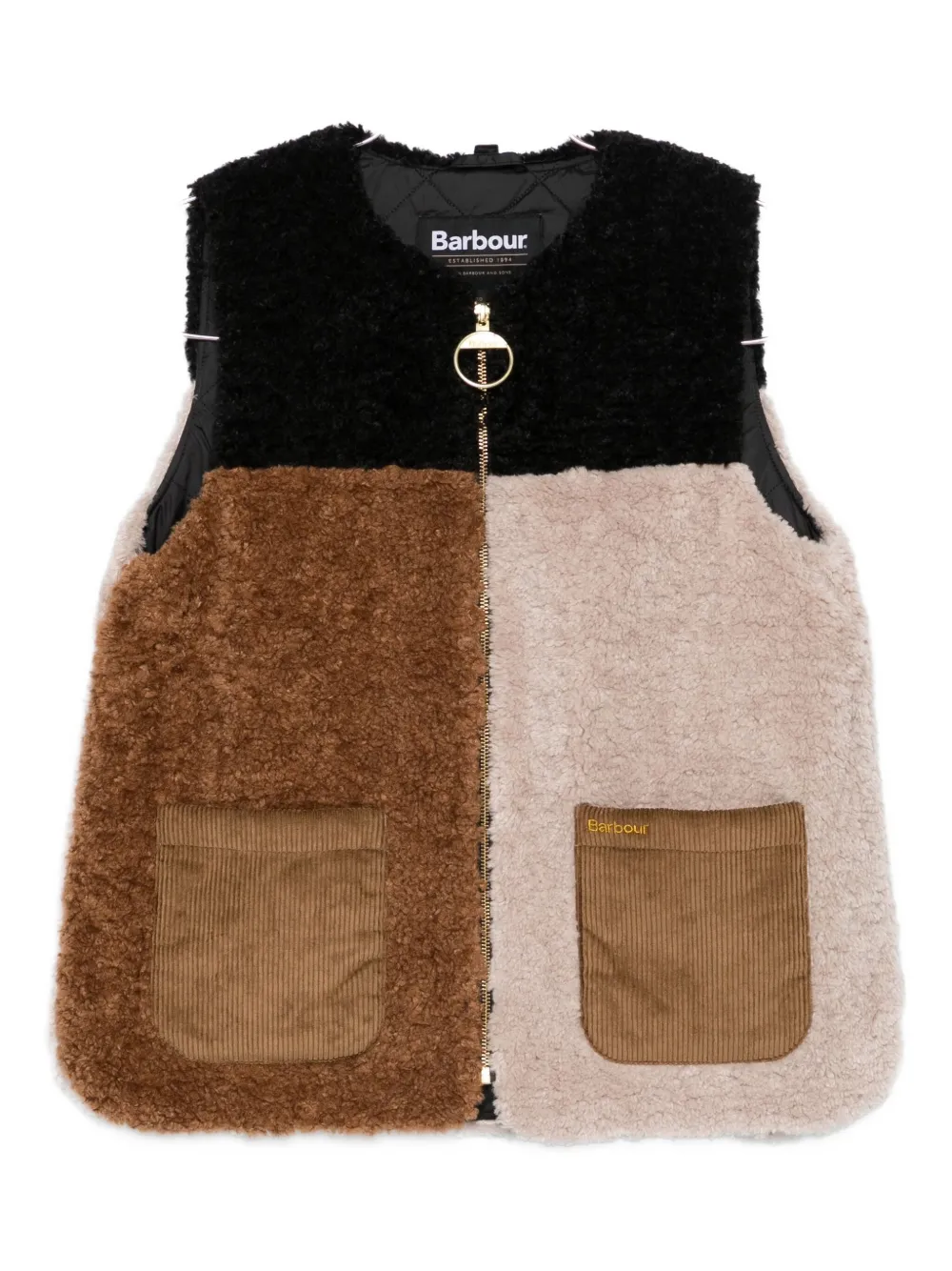 Barbour Patchwork Teddy Gilet In Multi