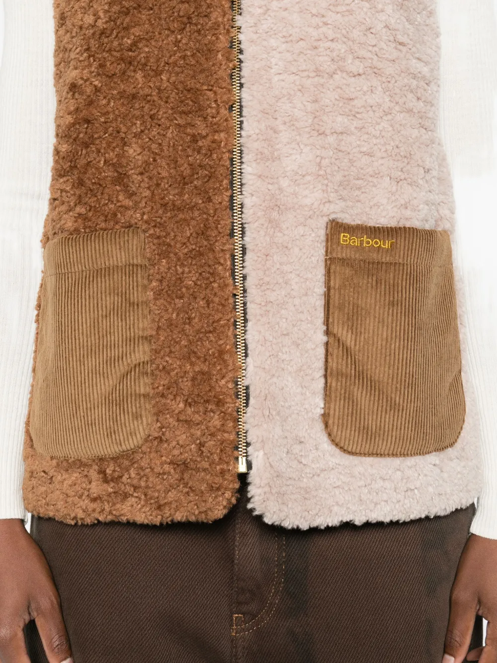 Barbour Patchwork Teddy Gilet In Multi