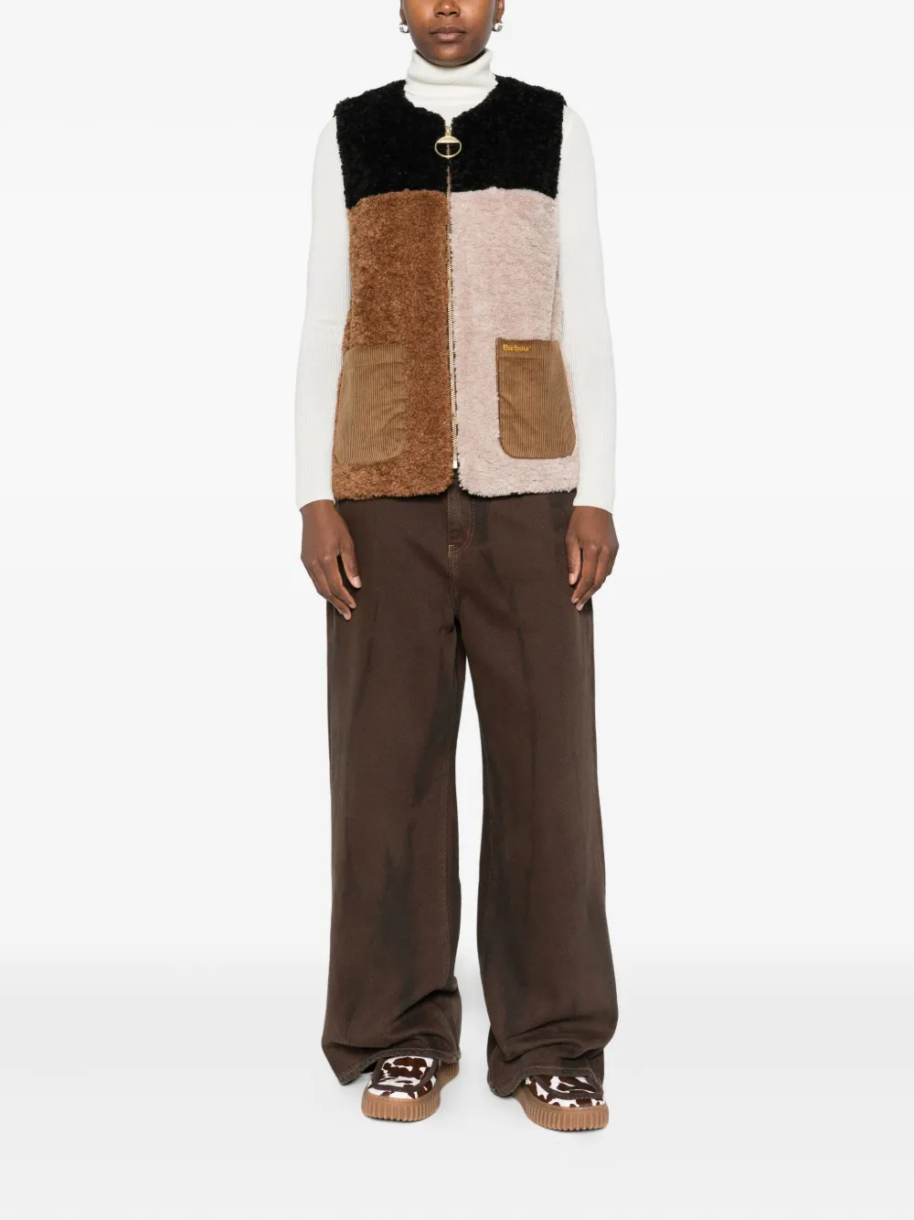 Barbour Patchwork Teddy Gilet In Multi