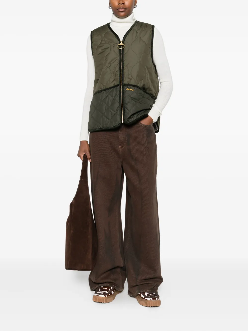 Barbour Quilted Borg-lined Vest In Green