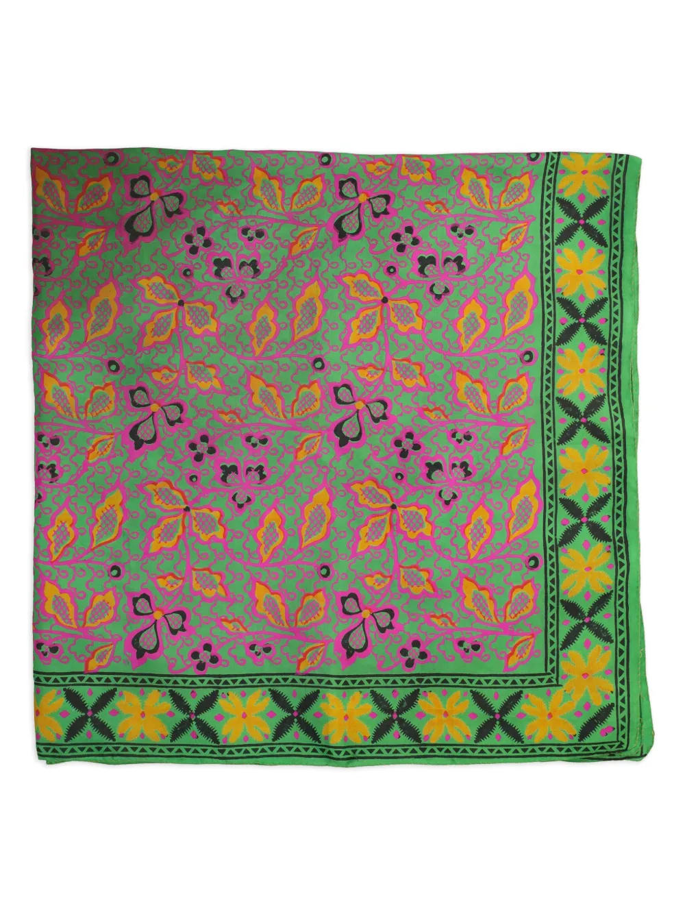 Vintage floral-print silk scarf | Green | Image 1