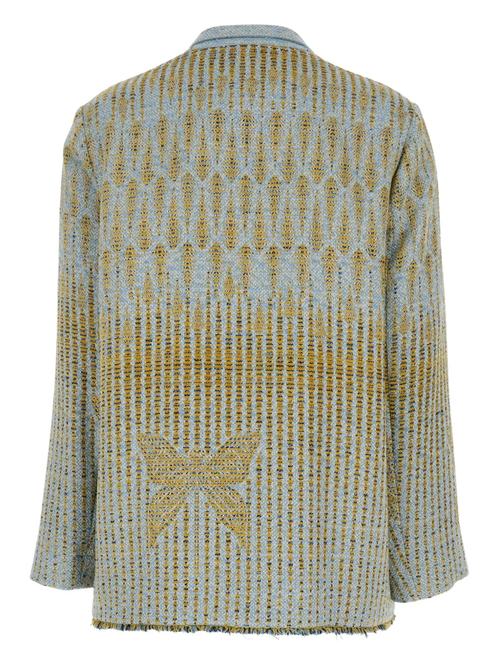 Forte fringed-hem patterned blazer Geel