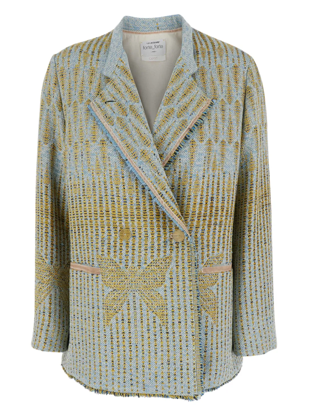 Forte Forte fringed-hem patterned blazer | Yellow | Image 1