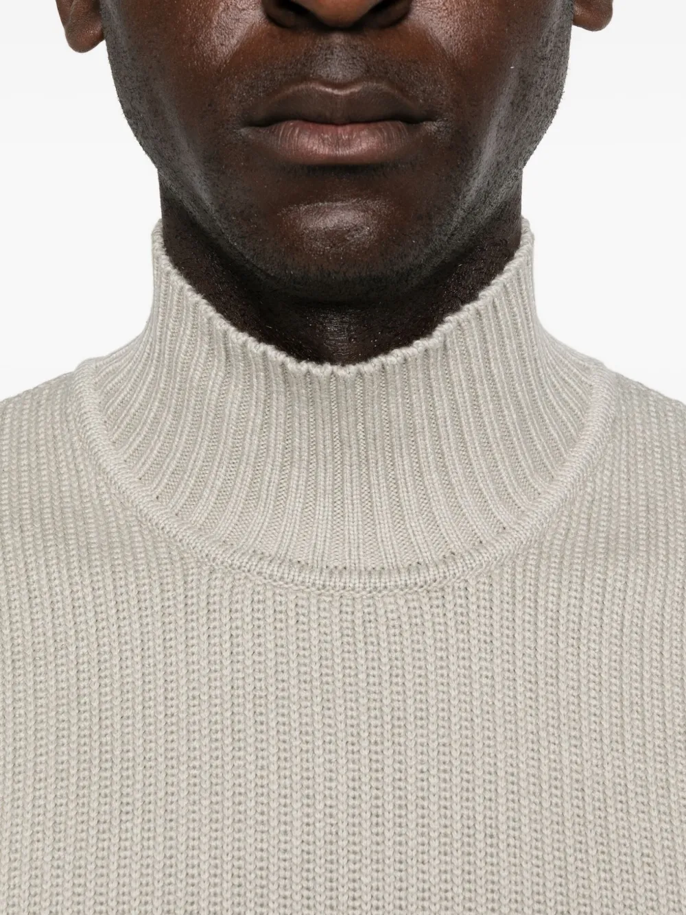 Stone Island Ribbed Turtleneck Sweater In White